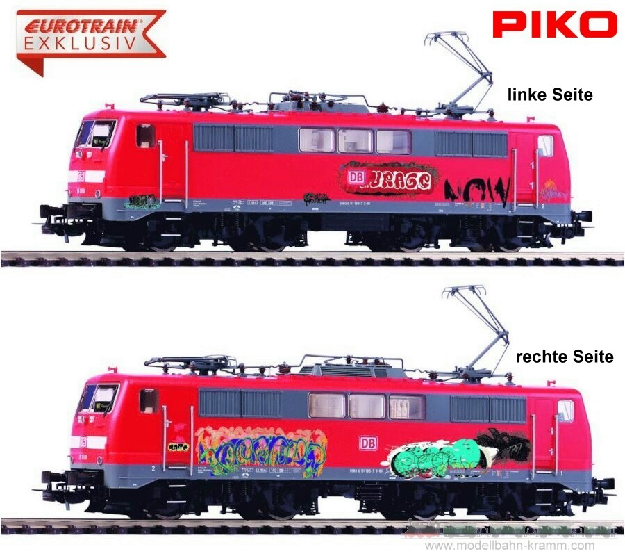 Piko H0-gauge electric locomotive class 111 with graffiti, DB-AG, era VI